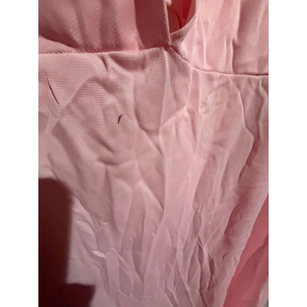 Vintage Pink Peignoir Set Nightgown Robe Gold Lace Trim Maxi 2 Piece Loungewear - Picture 4 of 15
